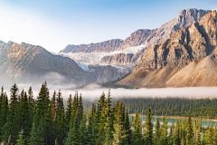 Glacier Mountain Fog and Lake