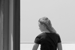Pensive Girl in Black and White