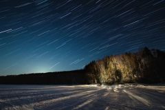 Star Trails As the Moon Rises