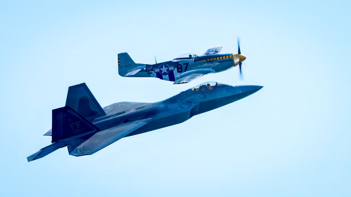 Heritage Flight - F22 Raptor & P-51 Mustang